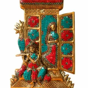 Metal Golden Finish Radha Krishna Idol : राधा कृष्णा